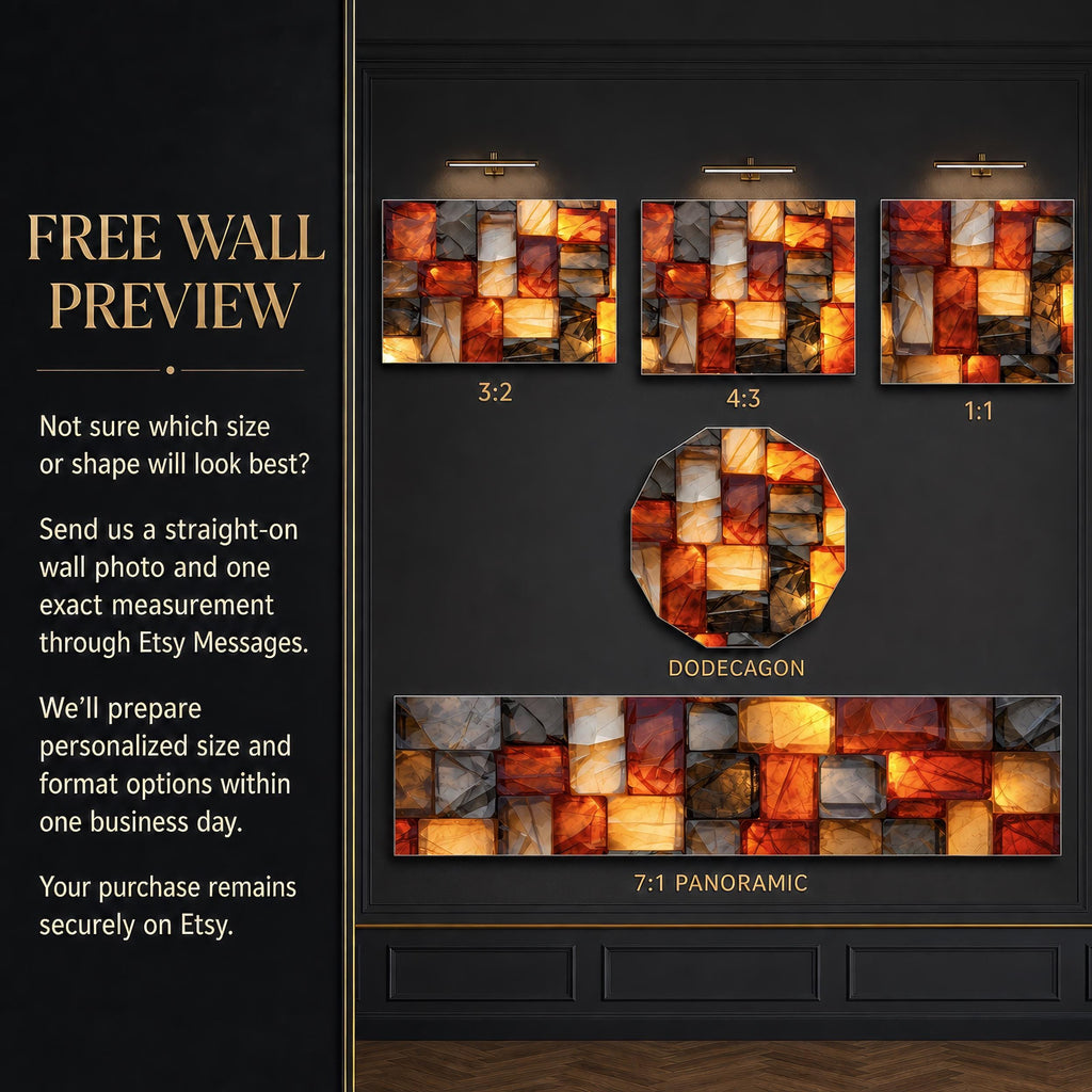 Amber Radiance Mosaic: Crystal AcrylGlass Wall Art - Modern Statement Piece