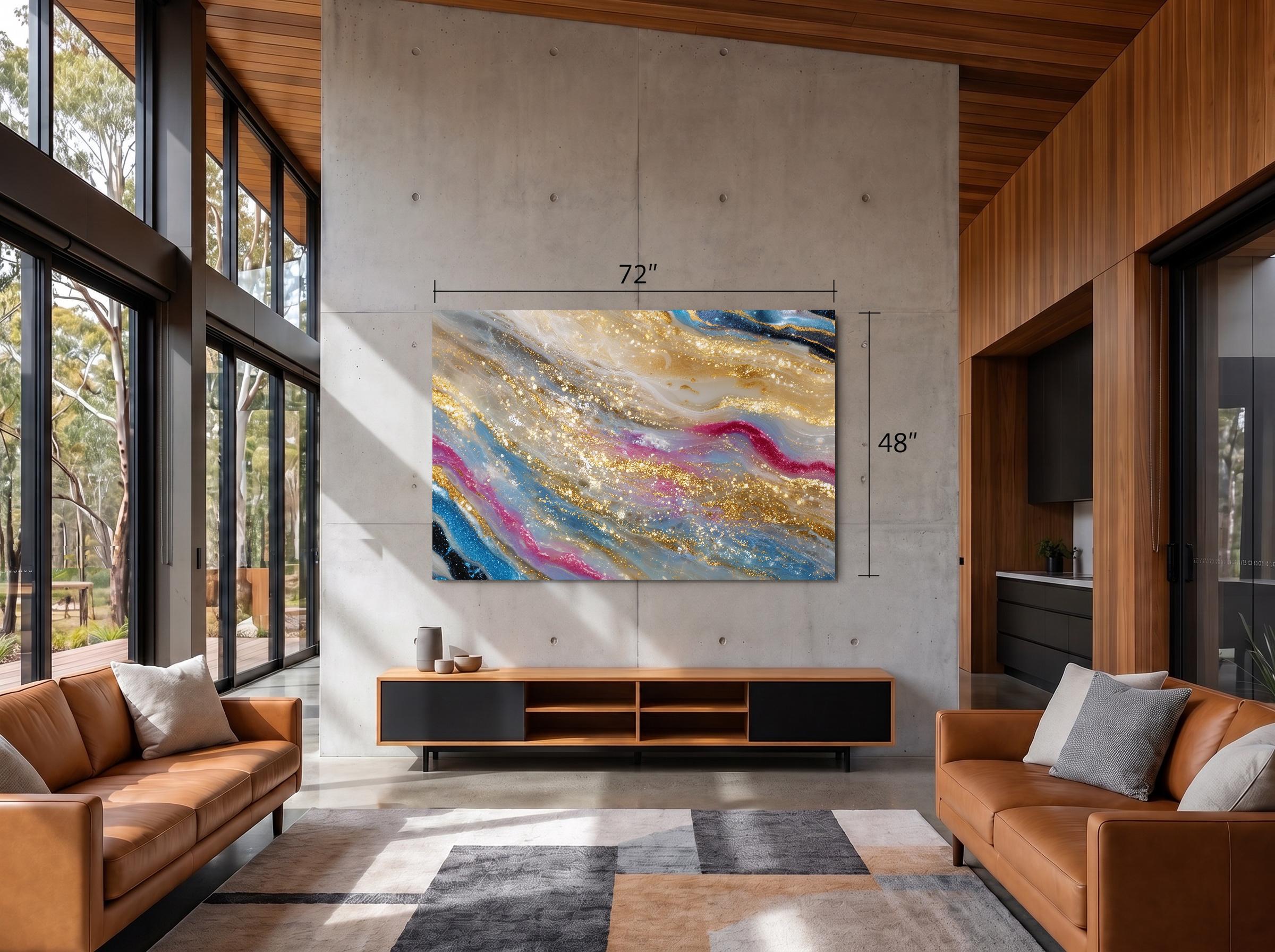 Geode Solivelle Crystal AcrylGlass Wall Art, Champagne Glitter Geode Decor for Modern Interiors