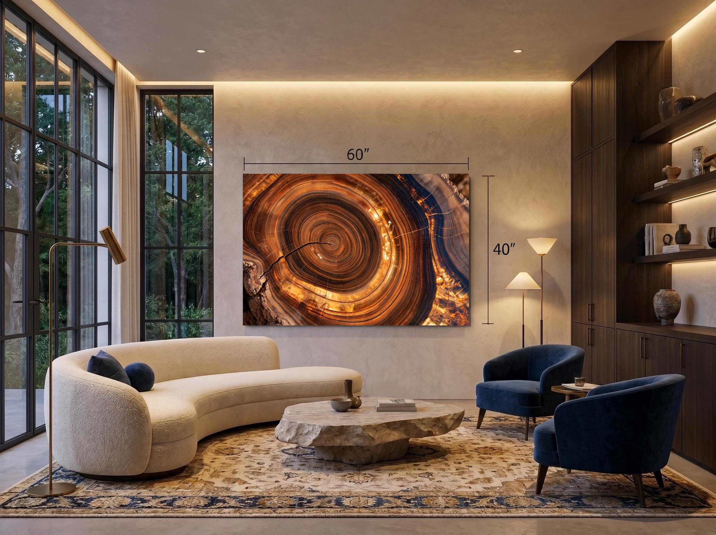 Imperial Petranova - Crystal AcrylGlass Wall Art – Petrified Wood Organic Statement Artwork