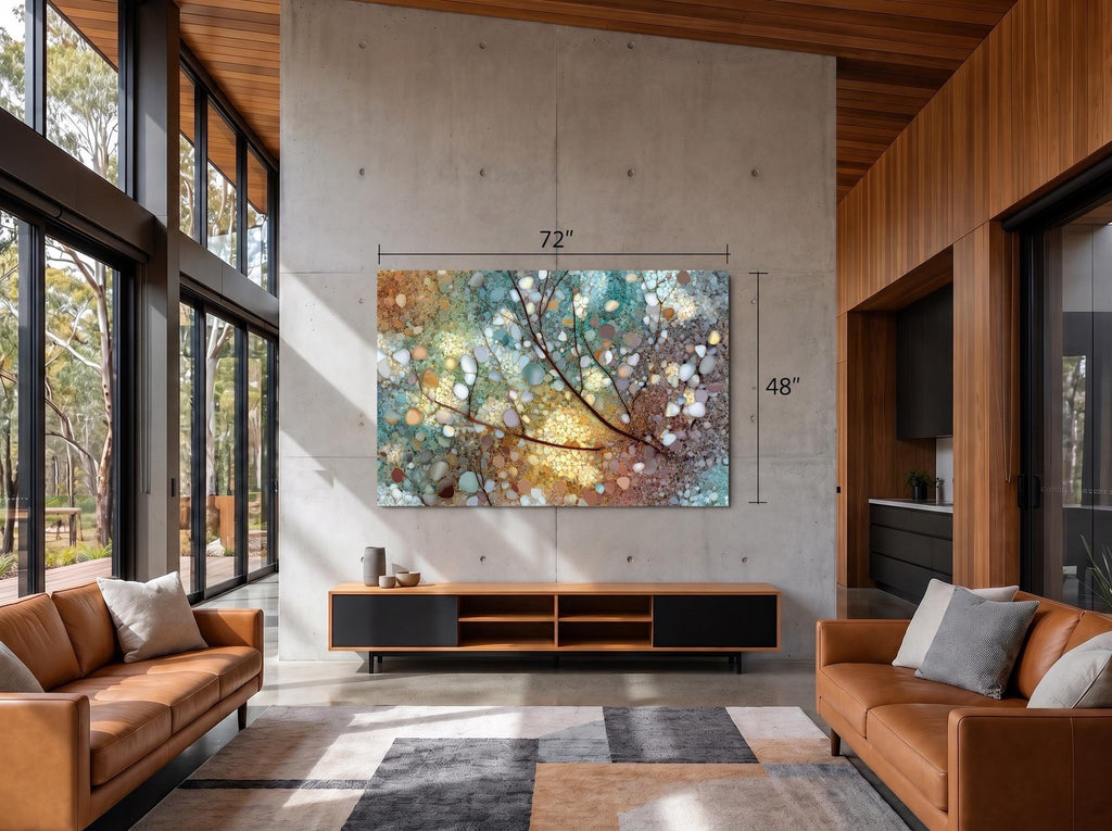 Whispering Canopy - Botanical Mosaic Wall Art – Crystal AcrylGlass Statement Decor, Nature-Inspired Panel
