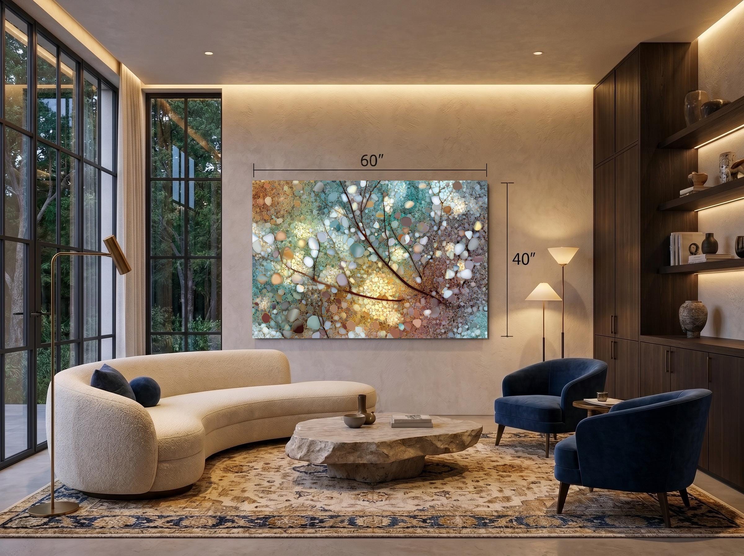 Whispering Canopy - Botanical Mosaic Wall Art – Crystal AcrylGlass Statement Decor, Nature-Inspired Panel