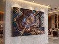 Walnut Nebula Geode Crystal AcrylGlass Wall Art, Blue Agate Abstract Decor