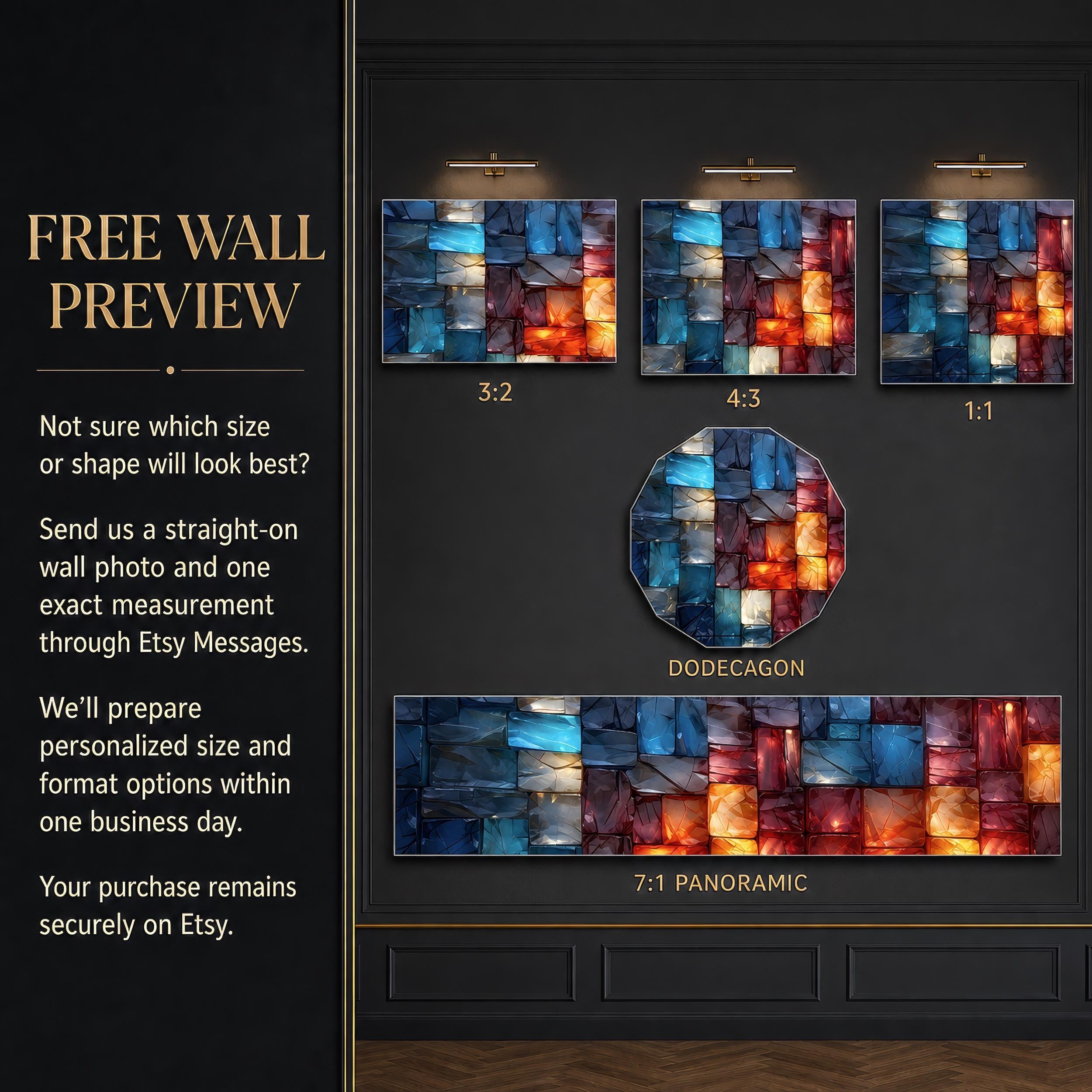 LumiRock Crystal Acrylglass Wall Art – Colorful Glass-Block Inspired Design, Luxury Statement Art