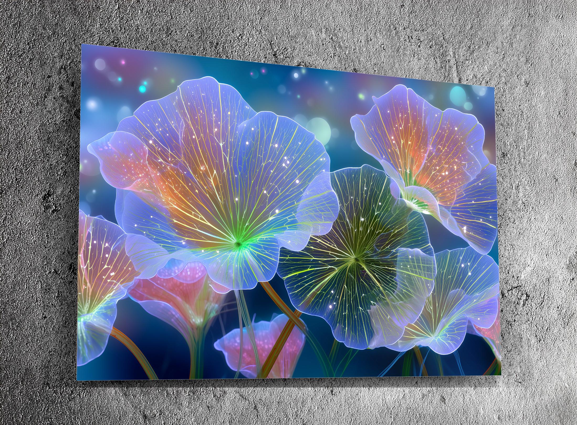 Auravelle - Crystal AcrylGlass Floral Wall Art – Luminous Botanical Statement Panel