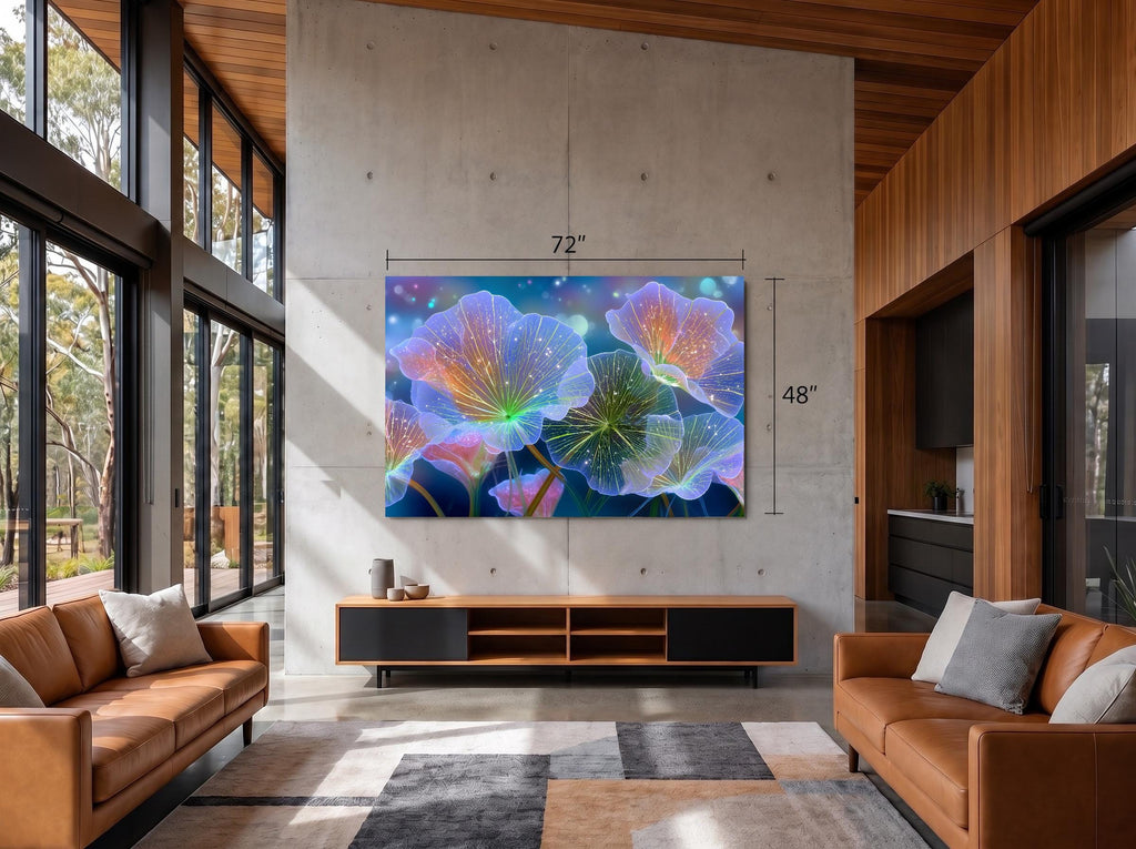 Auravelle - Crystal AcrylGlass Floral Wall Art – Luminous Botanical Statement Panel