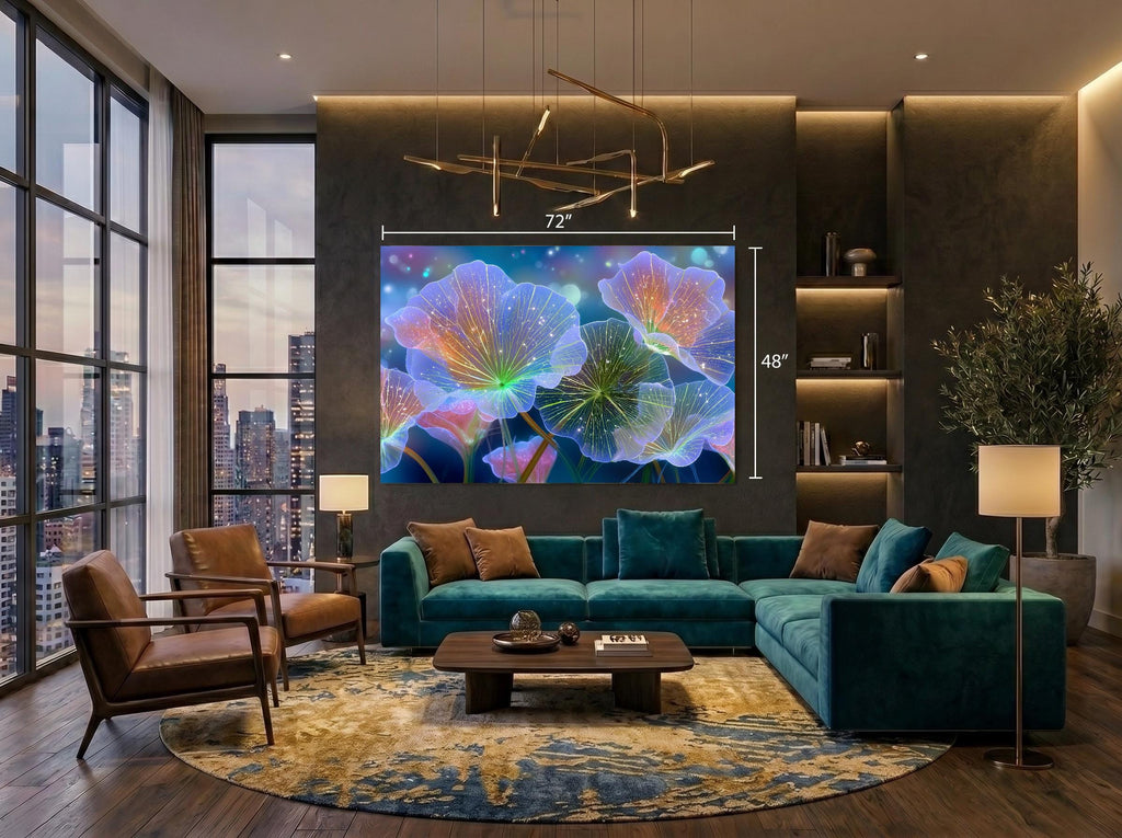 Auravelle - Crystal AcrylGlass Floral Wall Art – Luminous Botanical Statement Panel