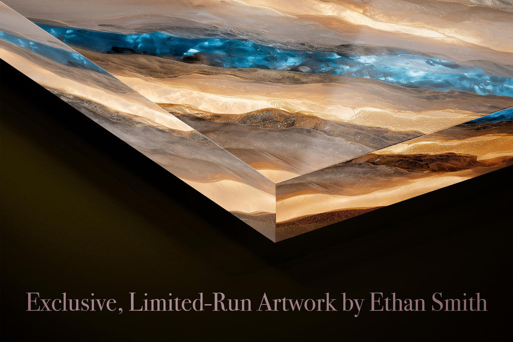 Sapphire Veil Meridian Crystal AcrylGlass Wall Art – Blue Onyx Abstract Marble Decor