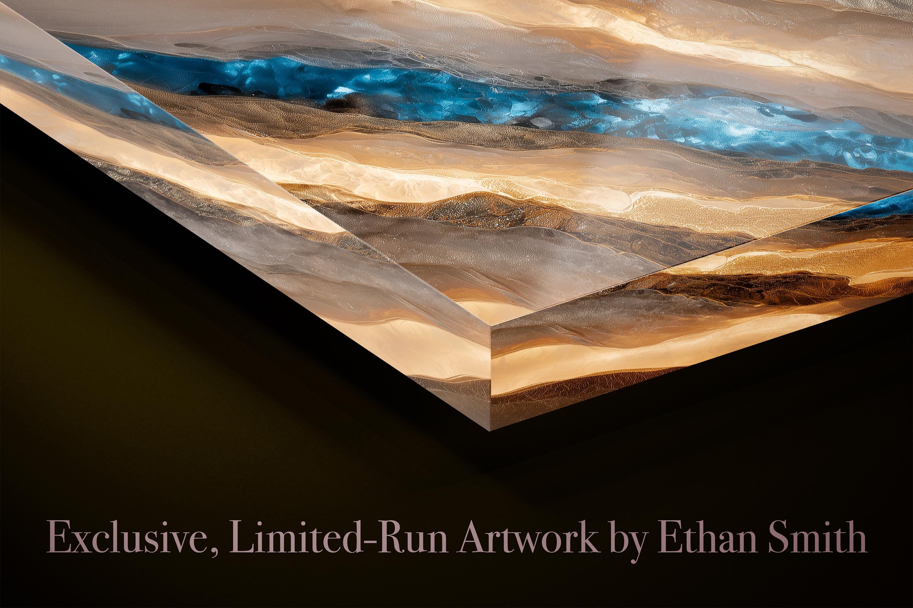 Sapphire Veil Meridian Crystal AcrylGlass Wall Art – Blue Onyx Abstract Marble Decor