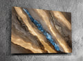 Sapphire Veil Meridian Crystal AcrylGlass Wall Art – Blue Onyx Abstract Marble Decor