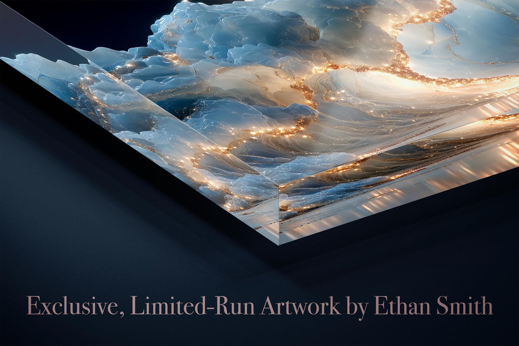 Crystal AcrylGlass Wall Art "Lunaris Veil" – Moonlit Abstract Wave, Modern Statement Decor