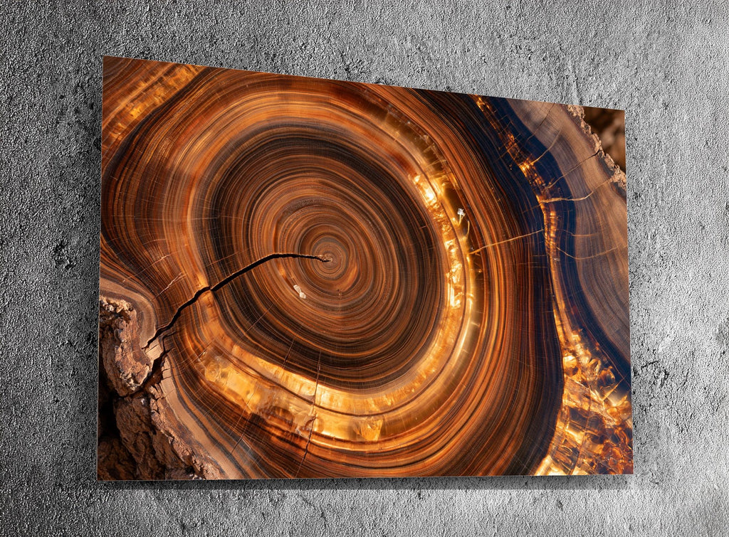 Imperial Petranova - Crystal AcrylGlass Wall Art – Petrified Wood Organic Statement Artwork