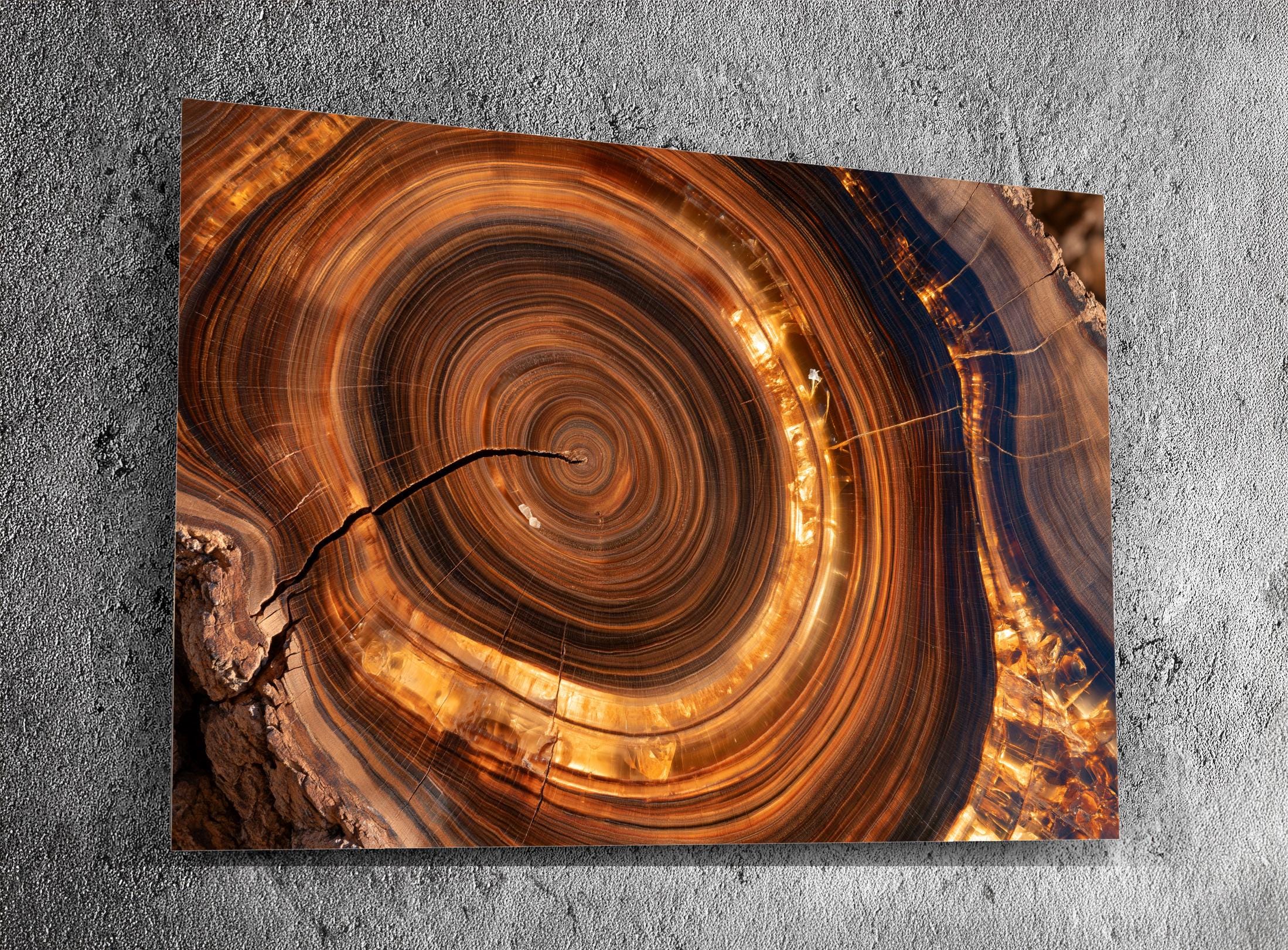 Imperial Petranova - Crystal AcrylGlass Wall Art – Petrified Wood Organic Statement Artwork