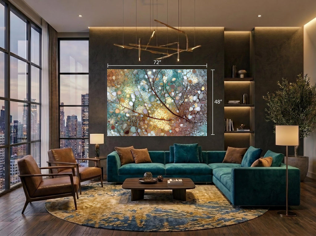 Whispering Canopy - Botanical Mosaic Wall Art – Crystal AcrylGlass Statement Decor, Nature-Inspired Panel