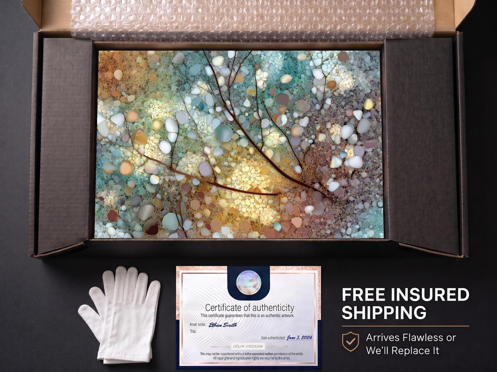 Whispering Canopy - Botanical Mosaic Wall Art – Crystal AcrylGlass Statement Decor, Nature-Inspired Panel