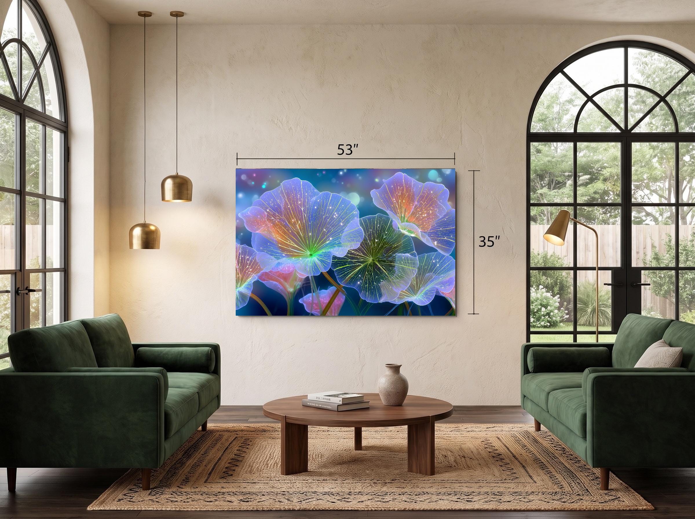 Auravelle - Crystal AcrylGlass Floral Wall Art – Luminous Botanical Statement Panel