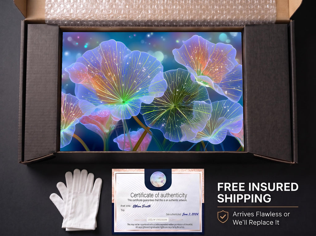 Auravelle - Crystal AcrylGlass Floral Wall Art – Luminous Botanical Statement Panel
