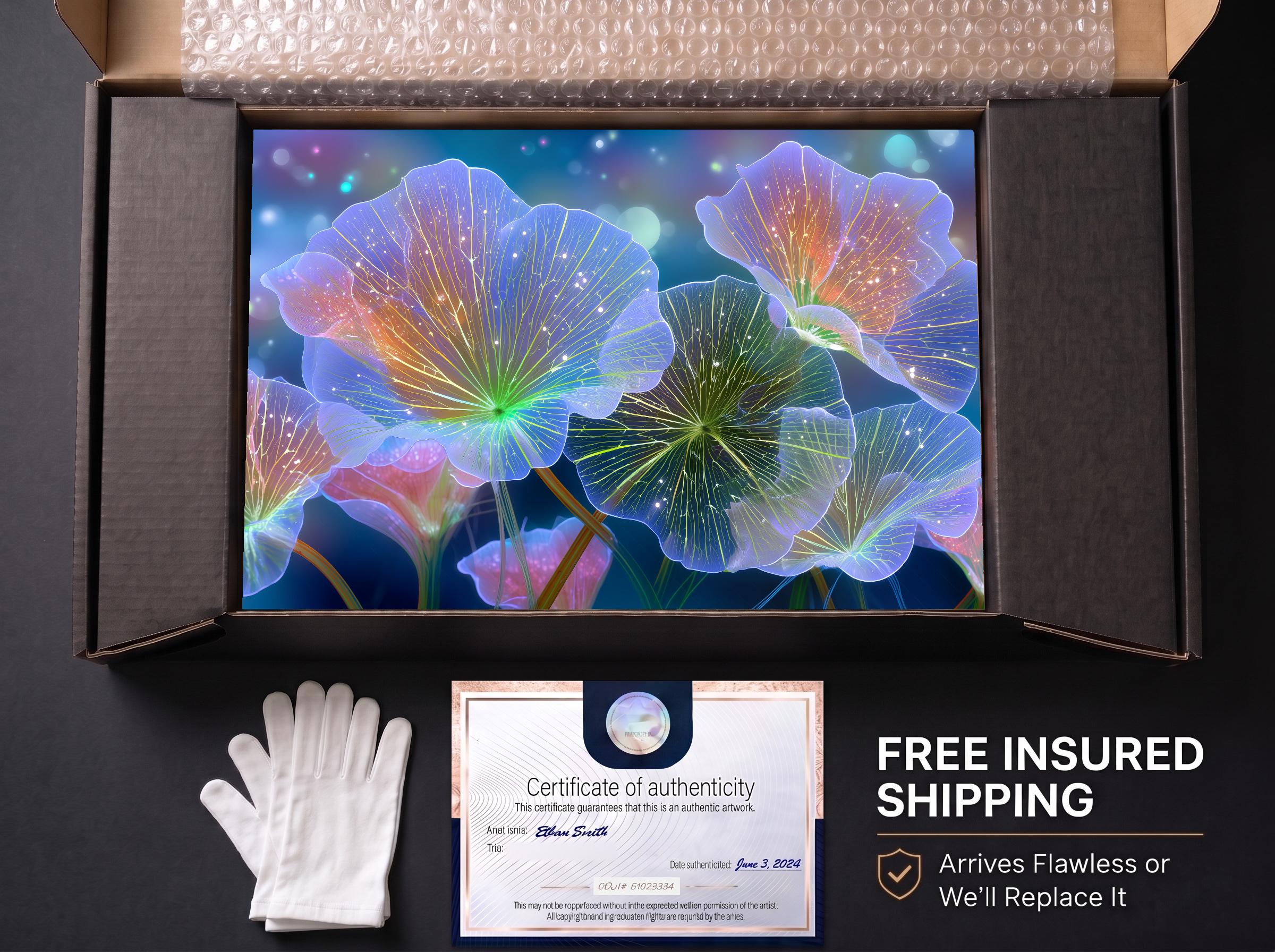 Auravelle - Crystal AcrylGlass Floral Wall Art – Luminous Botanical Statement Panel