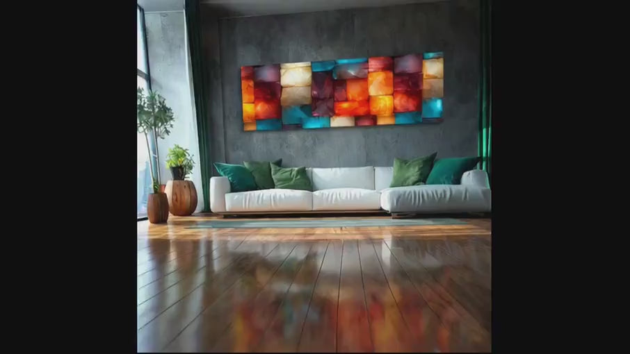 Oversized Panoramic Wall Art: 3D Light Play Acrylic Glass